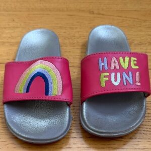 Hatley Pink and Silver Kids Slide Sandals